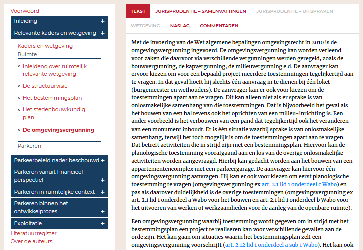 Parkeren in het ruimtelijk domein in Omgevingsweb Pro